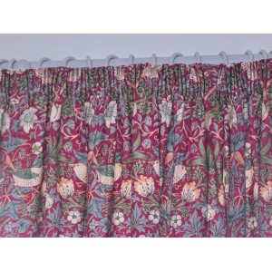William Morris Crimson Strawberry Thief Lined Curtain Pairs